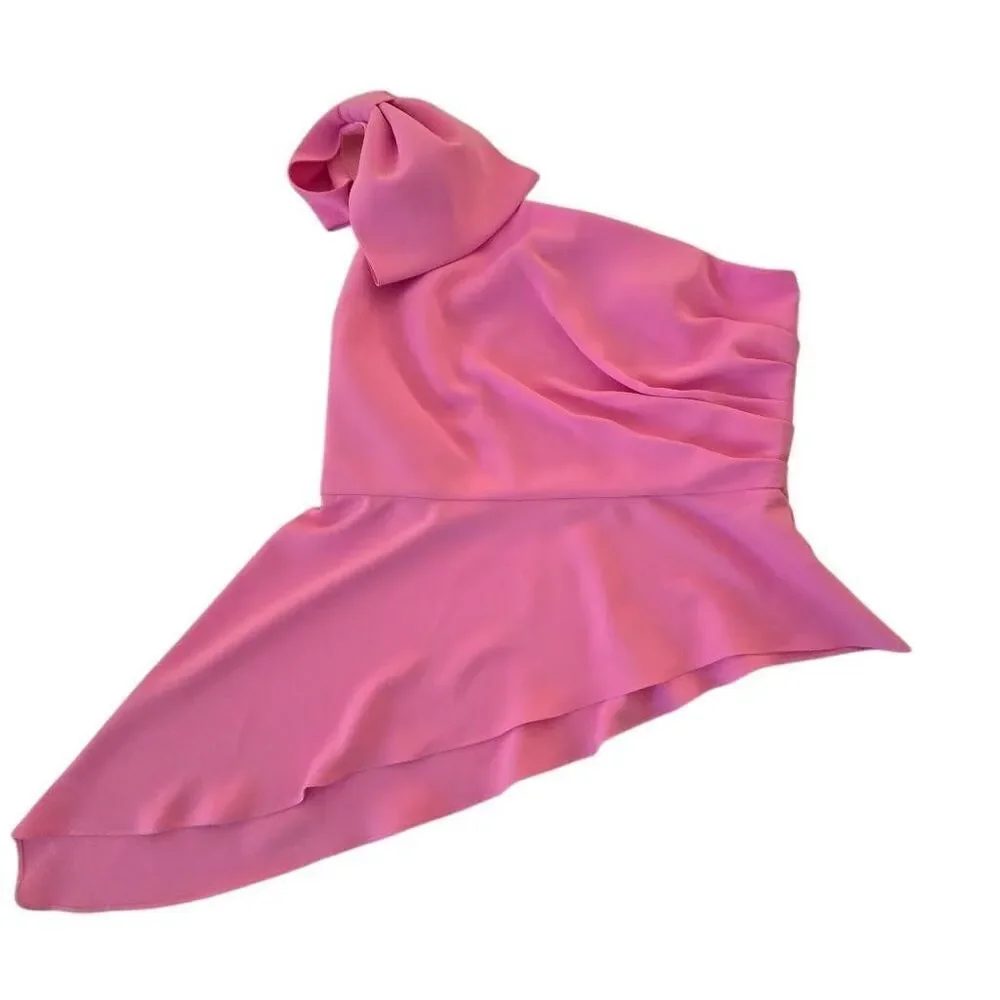 Amanda Uprichard New York Womens One Shoulder Bow Dressy Top Pink Medium - Picture 7 of 12